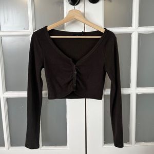 Urban outfitters button up long sleeve crop top